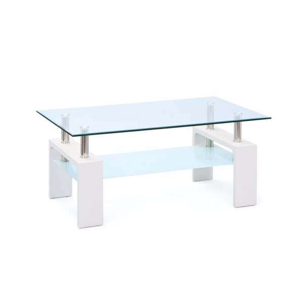 Inter Link Couchtisch Dana aus Glas und Holz in weiss