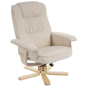 Relaxsessel Fernsehsessel Sessel ohne Hocker H56 Kunstleder ~ creme