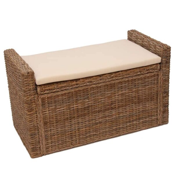 Aufbewahrungstruhe Genua Rattan mit Kissen 88cm ~ kubu grau