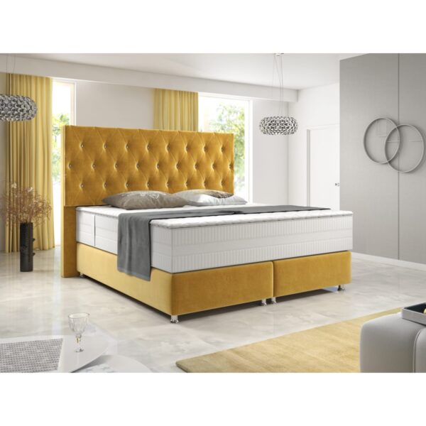 Inter Handels Boxspringbett Diamond 180x200 cm Gelb Velour Stoff