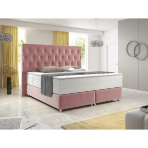 Inter Handels Boxspringbett Diamond 180x200 cm Rosa Velour Stoff