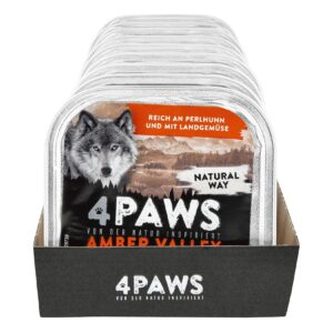 4 PAWS Hundenahrung Perlhuhn Gemüse 300 g