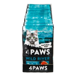 4 PAWS Katzennahrung Wildlachs Dill 85 g