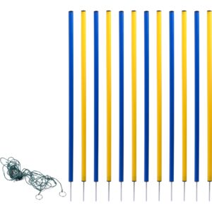 12-teiliges Agility Slalom Set - Hindernis mit 12 Stangen und Abstandsschnur