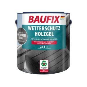 BAUFIX Metallic Wetterschutz-Holzgel anthrazitgrau seidenglänzend