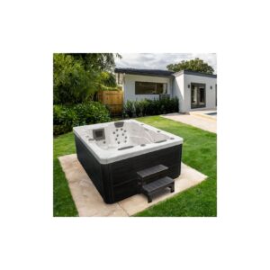 HOME DELUXE Outdoor Whirlpool WHITE MARBLE inkl. Treppe und Thermoabdeckung