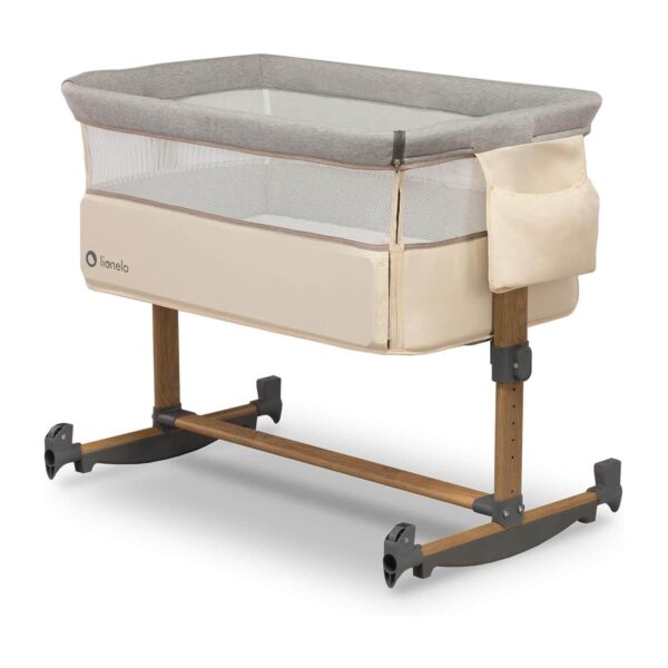 Lionelo Leonie Beige Baby 3in1 Beistellbett mit Matratze höhenverstellbar mit Schaukelfunktion