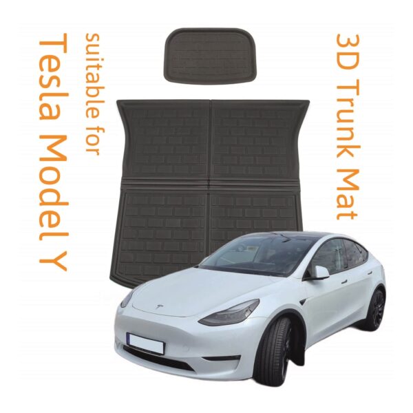 3D Kofferraummatte + Unterbodenmatte passend für Tesla Model Y / Performance rutschfest