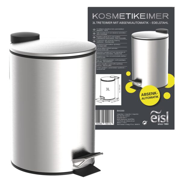 Eisl Kosmetikeimer Bad 3 Liter mit Absenkautomatik Chrom matt