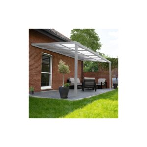 Solis Deluxe Terrassenüberdachung - 390 x 295 x 233 / 272 cm Weiß