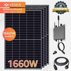 1660W / 1600 W Balkonkraftwerk Photovoltaik Solaranlage WIFI Smart