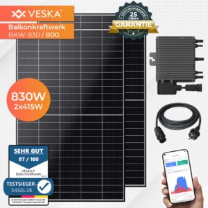 Balkonkraftwerk 830 W / 800 W Photovoltaik Solaranlage Steckerfertig WIFI Smarte Mini-PV Anlage 800 Watt