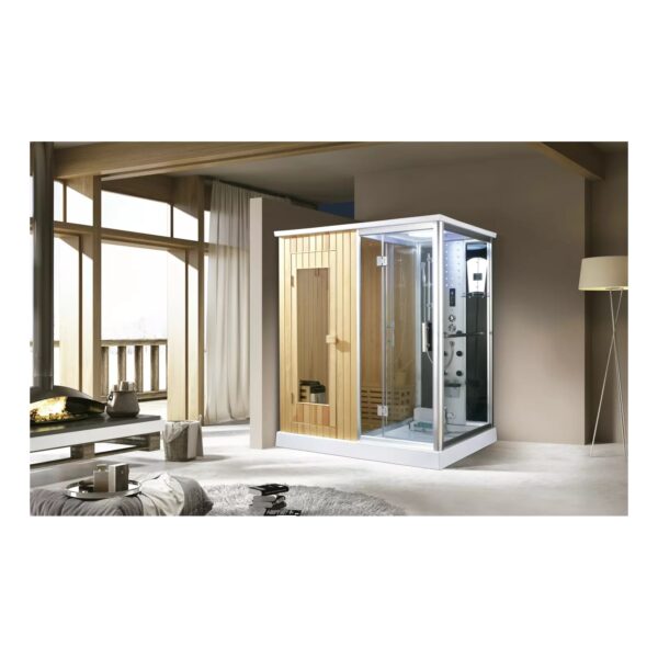 PureHaven finnische Sauna und Dampfdusche 170x120 cm mit Aluminiumrahmen komplettem Zubehör