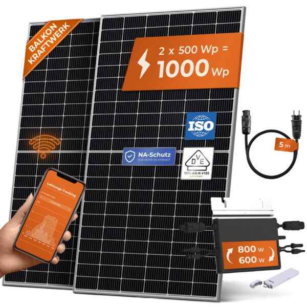 Solarway Balkonkraftwerk 1000W Komplett Set