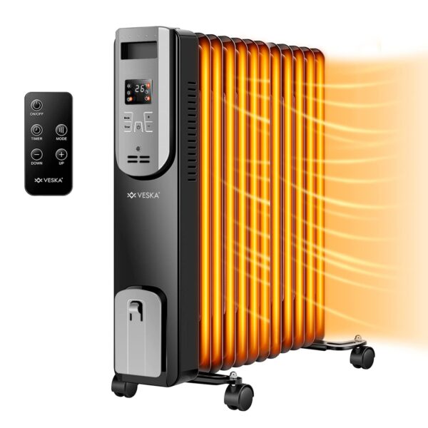 Ölradiator 2500W Elektro Heizkörper mit LCD-Display und Fernbedienung - Schwarz