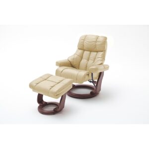 iNNoSeat by MCA + CALGARY XXL Relaxer 180 mit Hocker - versch. Ausführungen - creme walnuss