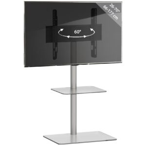 VCM Universal TV VESA Standfuß Ständer Fernseh Rack Alu Glas Ablage Alani Fachboden