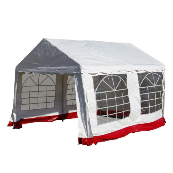 VCM Hochwertiges Festzelt Partyzelt Pavillon 3x4 m weiß rot PVC Dach wasserdicht