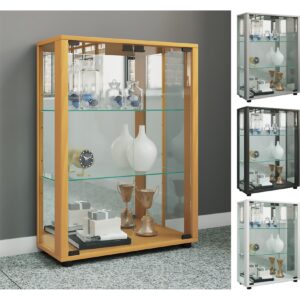 VCM Holz Glas Vitrine Sammel Glasvitrine Schaukasten Standvitrine Sintalo Spiegel