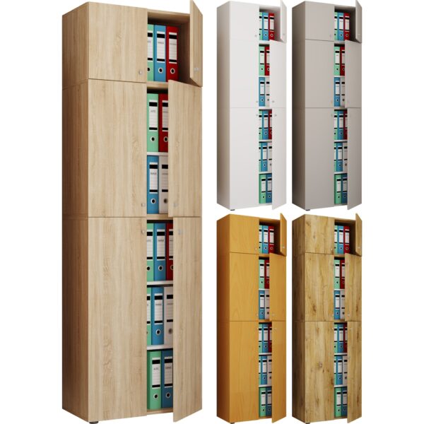 VCM XXL Holz Büroschrank Aktenschrank Bücher Büromöbel Ordner Schrank Lona 5fach A