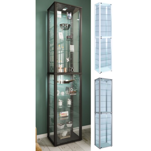 VCM Holz Glas Vitrine Sammelvitrine Glasvitrine Schaukasten Standvitrine Kavisa XXL