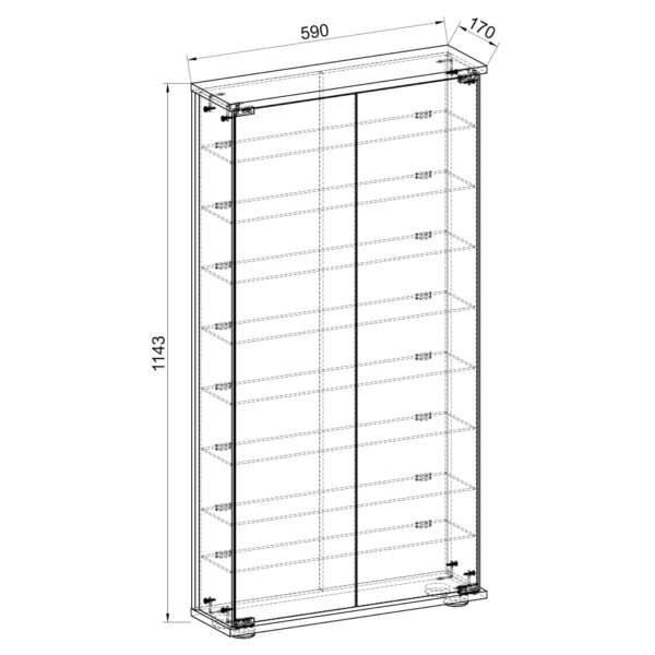 VCM Holz Glas Vitrine Sammelvitrine Glasvitrine Schaukasten Standvitrine Stelas L