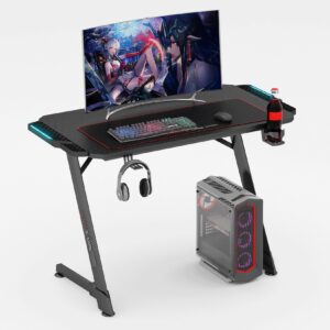 EXCAPE Gaming Tisch Z10 mit LED Beleuchtung 100cm (+16cm Extensions) - Beine in Z-Form