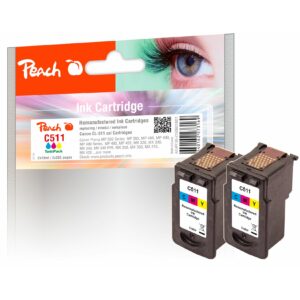 Peach C511 C 2 Druckköpfe 2*col ersetzt Canon CL-511C*2