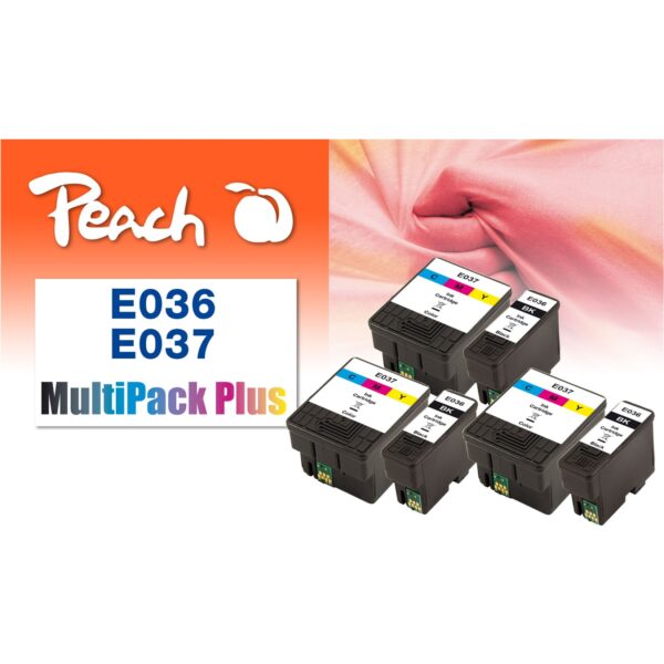 Peach E36  6 Druckerpatronen bk ersetzt Epson T036