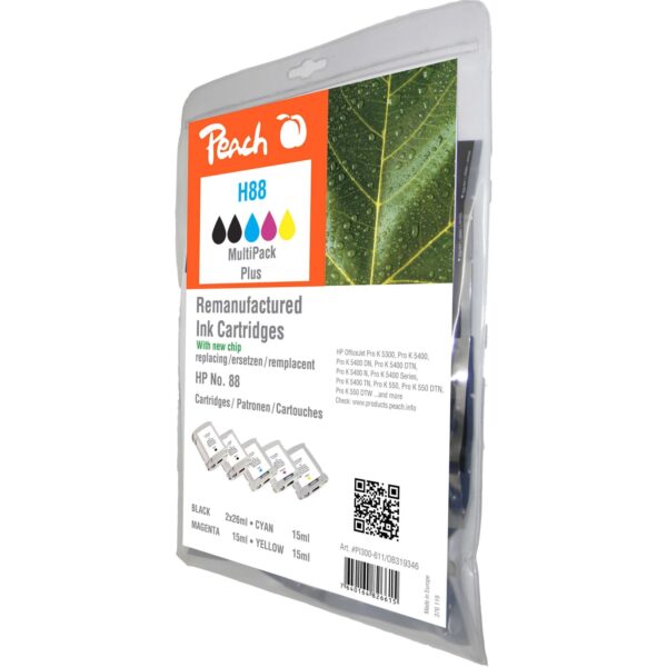 Peach HP 88  5 Druckerpatronen (2*bk