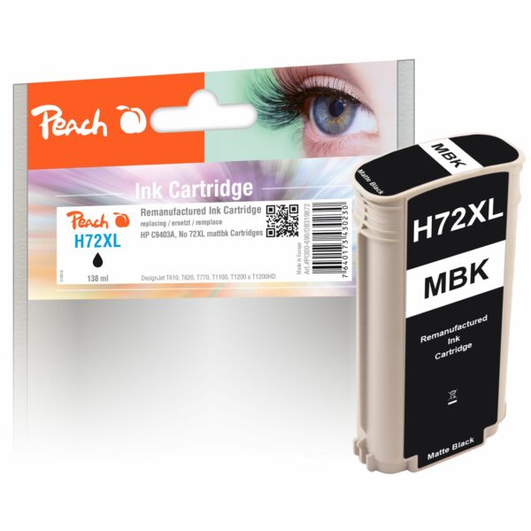 Peach HP 72 XLMBK Druckerpatrone XL bkmt ersetzt HP No. 72XL MBK