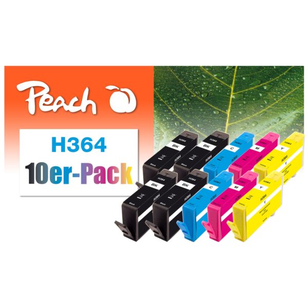 Peach HP 364  10 Druckerpatronen (2*bk