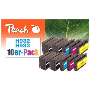 Peach HP 932  10 Druckerpatronen (2*bk