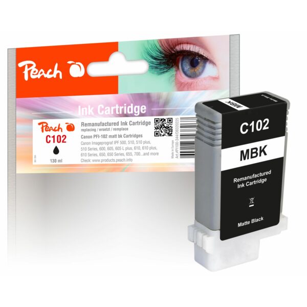 Peach C102 MBK XL-Druckerpatrone matte bk ersetzt Canon PFI-102MBK