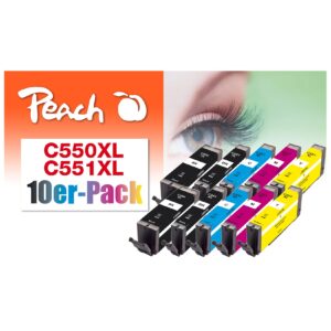 Peach C550 XL 10 Druckerpatronen XL (2*bk