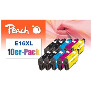 Peach E16 XL 10 Druckerpatronen XL (2*bk