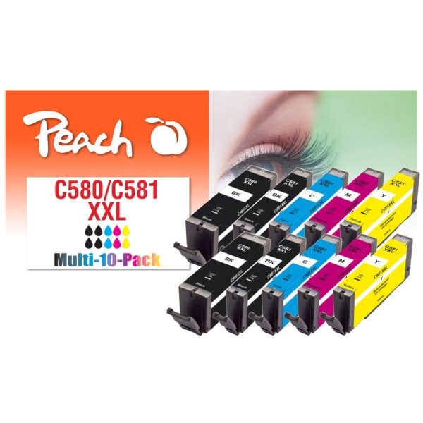 Peach C580 XXL 10 Druckerpatronen XL (2*bk