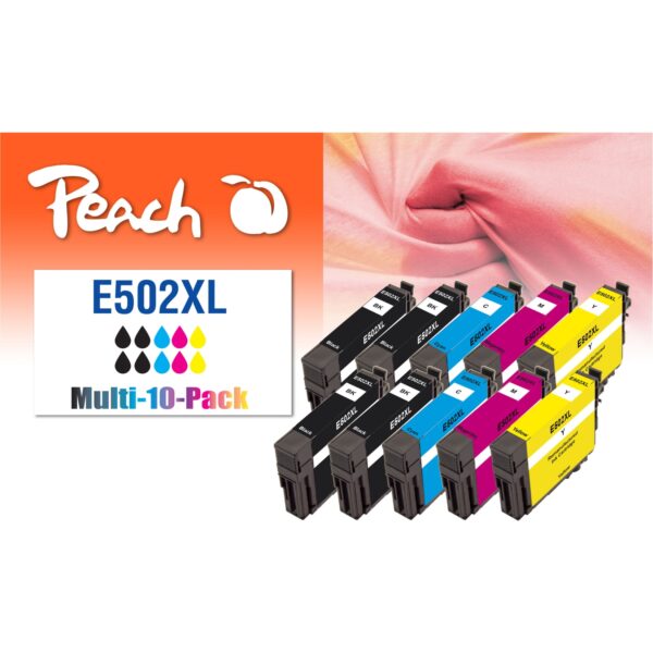 Peach E502 XL 10 Druckerpatronen XL (4*bk