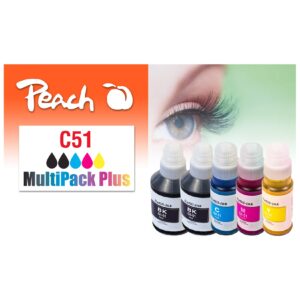 Peach C51  5 Druckerpatronen (2*bk