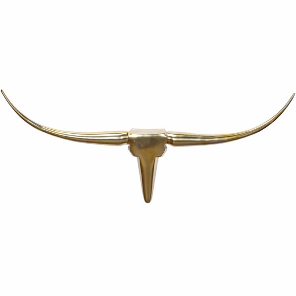 FineBuy Deko Geweih Bull M Aluminium Design Hörner 100cm Wanddekoration Gold