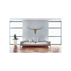 FineBuy Deko Geweih Bull L Aluminium Deisgn Hörner 125 cm Wanddekoration