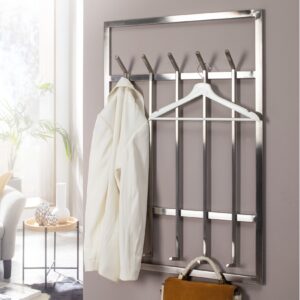 Wandgarderobe FineBuy Garderobe Metall 100 cm Silber Flur Hakenleiste Paneel