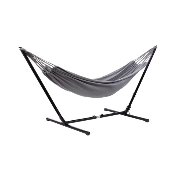 Grasekamp Hängemattenset Relax bis auf 330 cm  verstellbar mit XL Hängematte Grau 210 x  140 cm