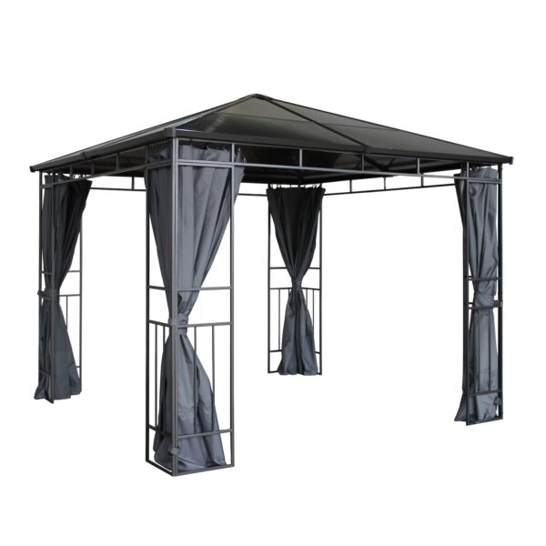 Grasekamp Hardtop Pavillon Limone 3x3m inkl.  Seitenteile Doppelstegplatten Hohlkammer  Polycarbonat