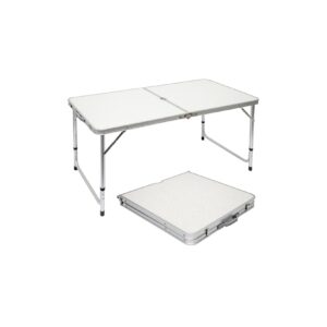 Klappbarer stabiler Campingtisch 120x60x70cm höhenverstellbar tragbar Kofferformat Aluminium Hellgra