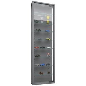 Vitrinenschrank Glas Wandschrank LED Vitrine Sammlervitrine Hängeschrank silber