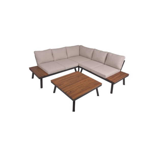 Lounge-Set THERESA 4tlg. Akazie beige Sitzgruppe Garten Lounge Möbel Garnitur