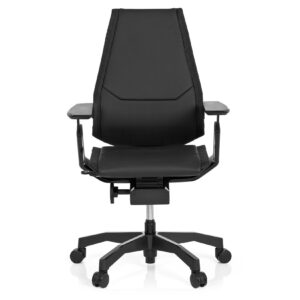 High End Bürostuhl GENIDIA BLACK Leder mit Armlehnen hjh OFFICE