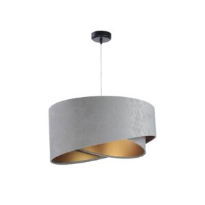 Pendelleuchte Hängeleuchte Kinga P Velours grey & gold Ø 50 cm 10843