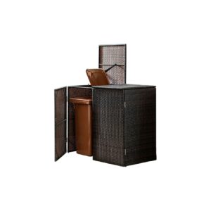 GreenYard® Mülltonnenabdeckung für 2 Mülltonnen 111 x 65 x 104 cm Rattan-Optik